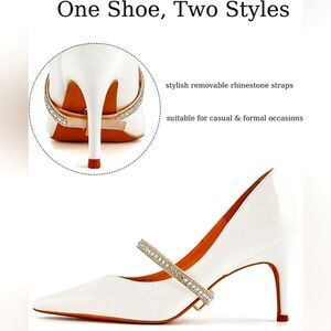 (27-4245) Coutgo Women's Removable Rhinestone Strap Pointed Toe Sz 9